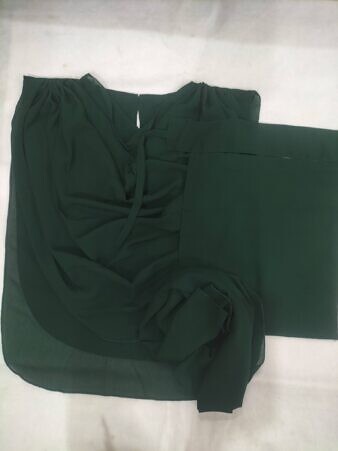 Saudi Niqab Square Set with Extension - Bottle Green Saudi Niqab Square Set with Extension - Bottle Green