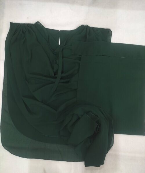 saudi niqab square set with extension bottle green