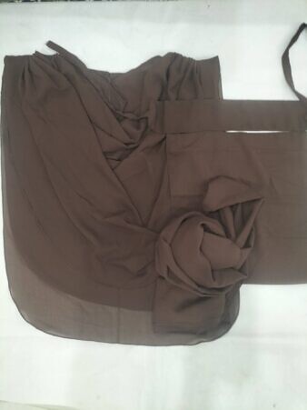 Saudi Niqab Square Set with Extension - Brown