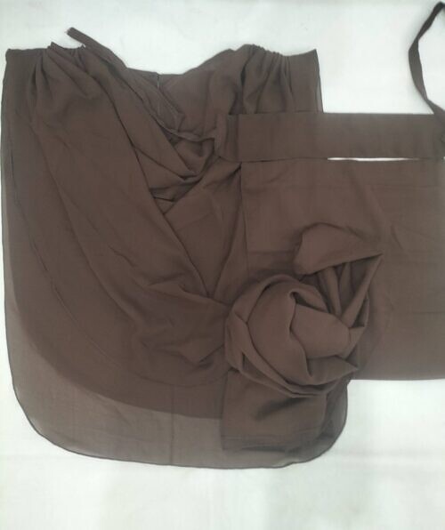 saudi niqab square set with extension brown