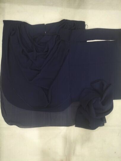 Saudi Niqab Square Set with Extension - Navy Blue