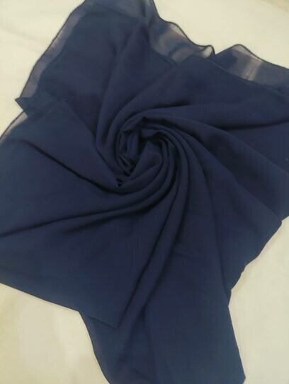 Chiffon Square Scarf - Navy Blue