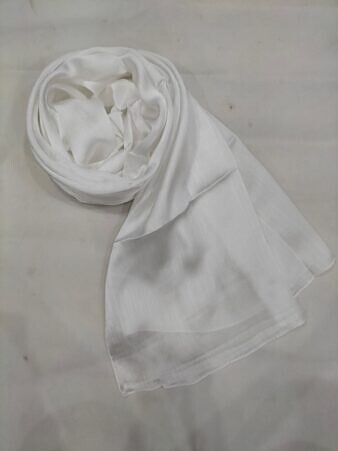 Crinkle Silk Scarf - Off-white