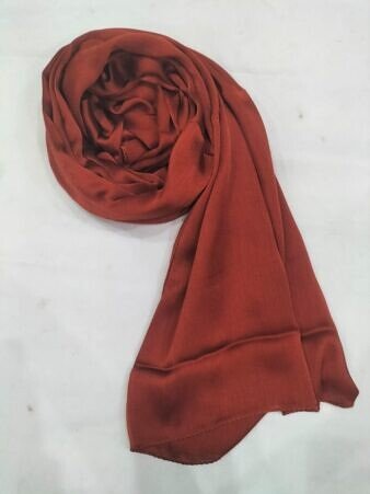 Crinkle Silk Scarf - Rust
