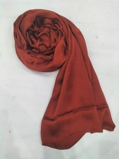 Crinkle Silk Scarf - Rust